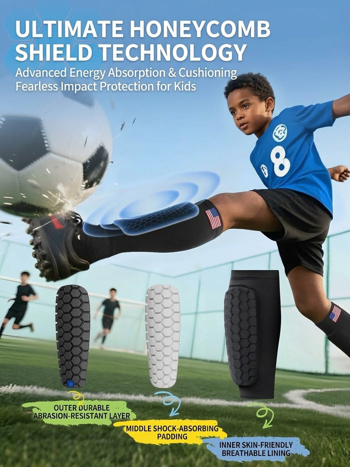 GripPro HexShield Kids Shin Guards
