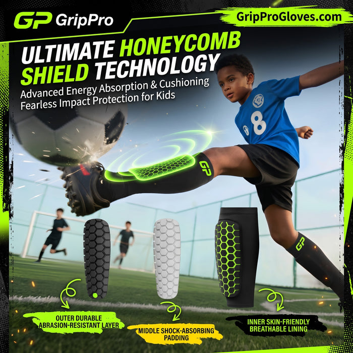 GripPro HexShield Kids Shin Guards